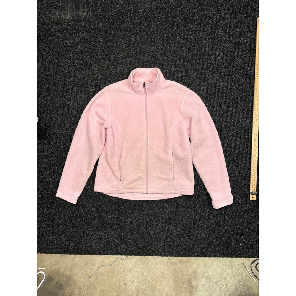 LL Bean Polartec Fleece Jacket Womens Medium Pink Full Zip Mock Neck Outdoor